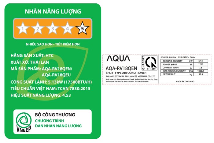 Điều hòa Aqua Inverter 18000 BTU 1 chiều&nbsp;AQA-RV18QE